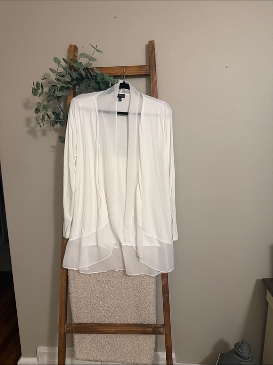 The Limited Sweaters - The Limited Sheer Open Front Cardigan in Ivory, very close to white